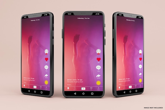 PSD modello di mockup dell'interfaccia mobile di tiktok