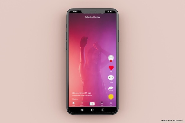 PSD modello di mockup dell'interfaccia mobile di tiktok