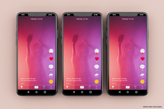 PSD modello di mockup dell'interfaccia mobile di tiktok