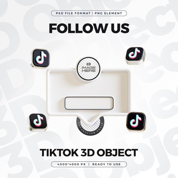 PSD tiktok podążaj za nami banner element icon izolowany render 3d