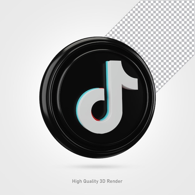 PSD tiktok social media icon 3d rendering transparent