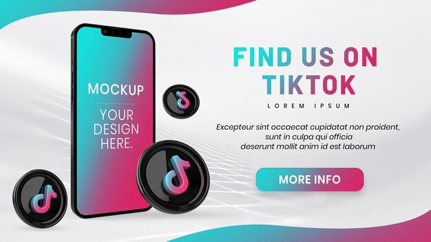 電話モックアップ3dとTiktokソーシャルメディアアイコン