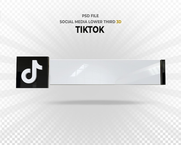 Tiktok 소셜 미디어 로고 하단 세 번째 배너 3D 렌더링