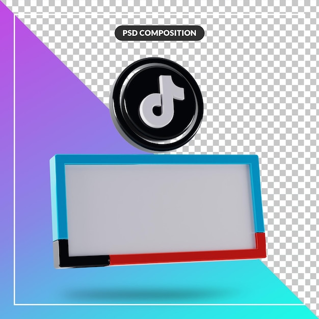 PSD tiktok-titelbord geïsoleerde 3d render