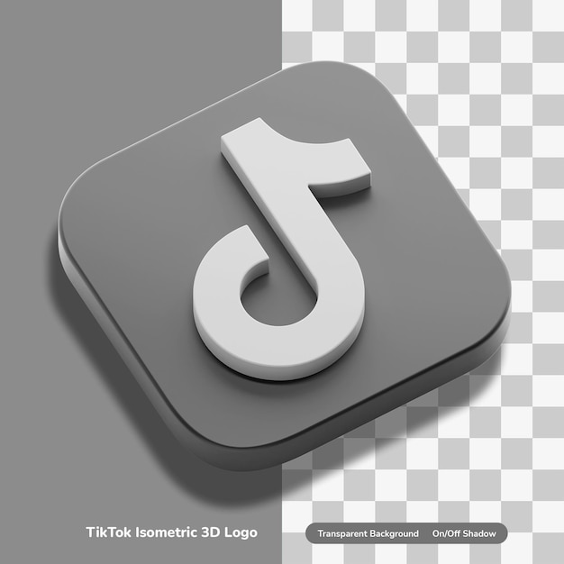 Tiktok account app di condivisione video 3d render icona concetto in trasparente isometrico