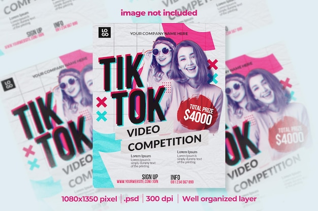 PSD tiktok videowedstrijd social media flyer banner