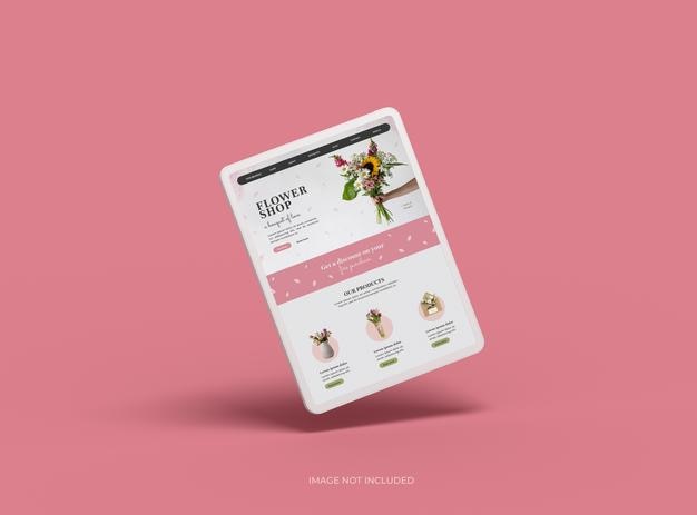 Tilpasselig mockup af hvid, ikke-brandet tablet med udskifteligt skærmdesign til UI/UX-produktfremvisning, 3D-gengivelse