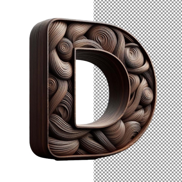 PSD timber typography 3d letters with a warm wood finish in transparent splendor