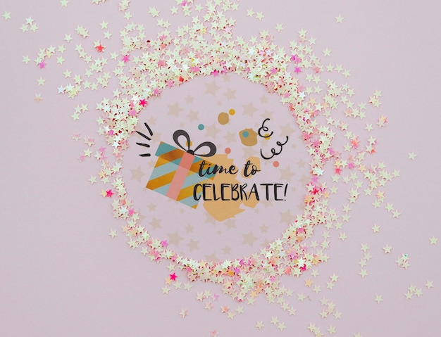 PSD time to celebrate confetti frame