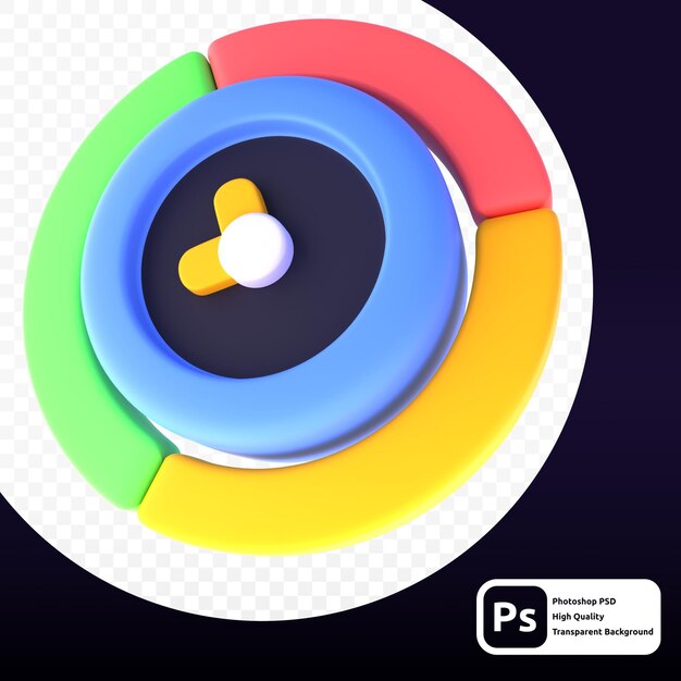 PSD time chart in 3d render for graphic asset web presentation or other