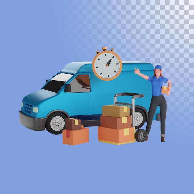 PSD on time delivery services 3d illustration