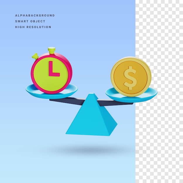 PSD Время - деньги 3d icon illustration