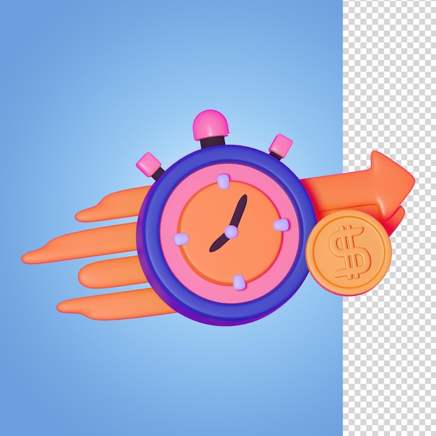 時間就是錢 3D插圖