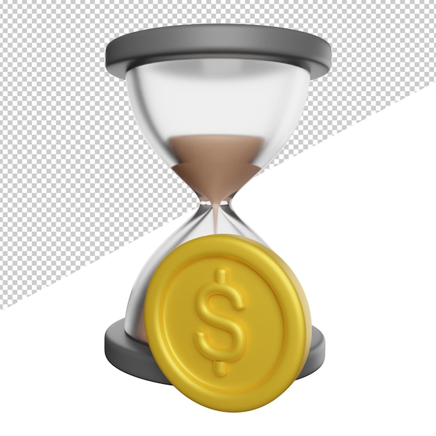 PSD time is money productivity a gold dollar sign is in a hourglass