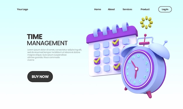 Time management illustration concept illustration Landing page template for business idea concept background