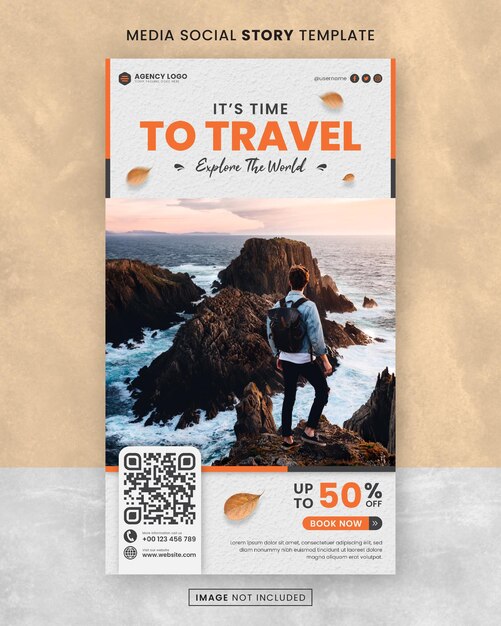 PSD time to travel explore the world media social story post template