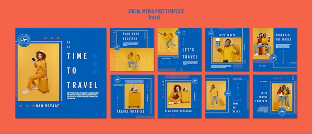 Time to travel social media posts template