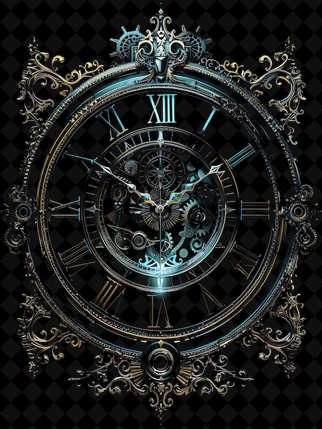 Timeless clock tower arcane frame con lancette dell'orologio e intri neon color frame y2k collection