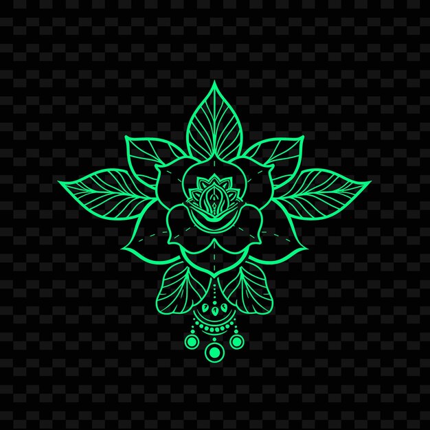 PSD timeless gardenia badge logo with decorati creative vector design of nature collection