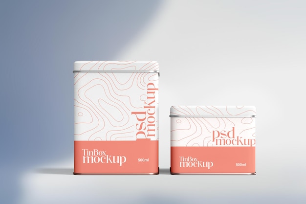 Tin, Aluminum and Metal container product package box mockup design