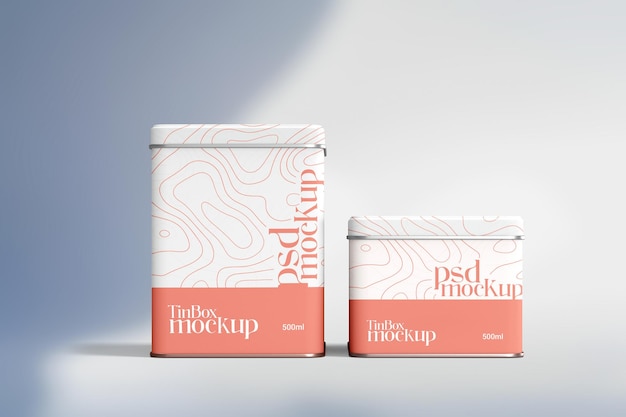 Tin, Aluminum and Metal container product package box mockup design