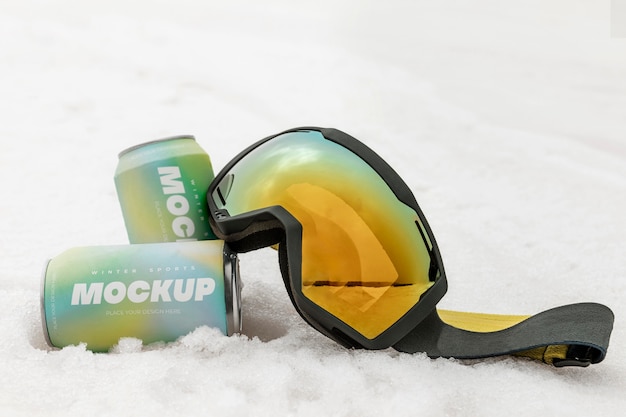 Tin can mockup used in winter sports