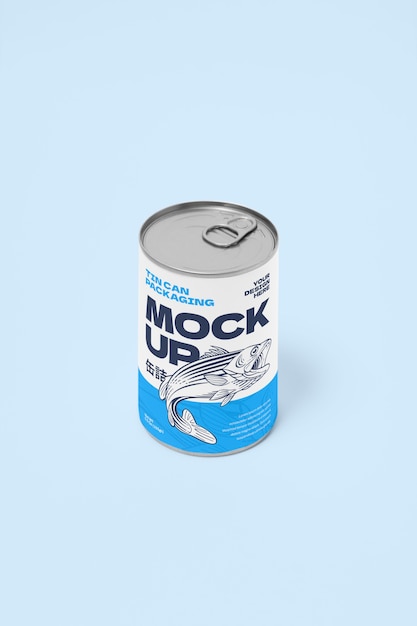 PSD tin can in studio mockup