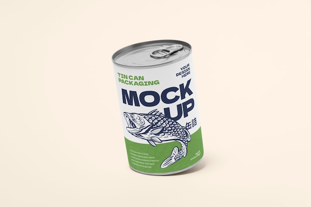 PSD tin can in studio mockup