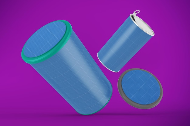 Tin can with lid mockup