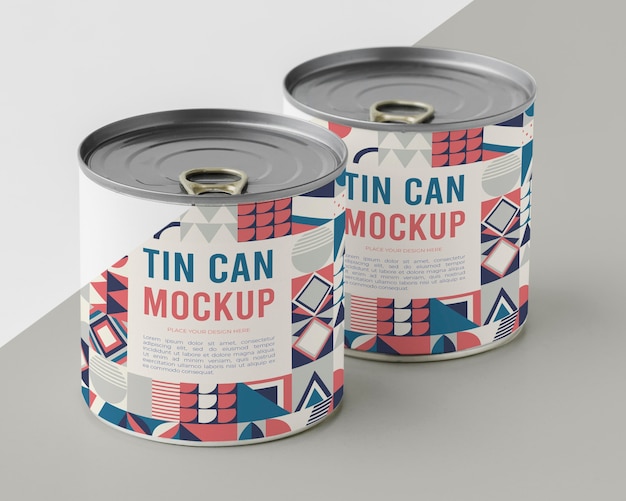 PSD tin cans on table