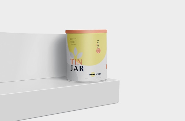 Tin jar for food packing mockup