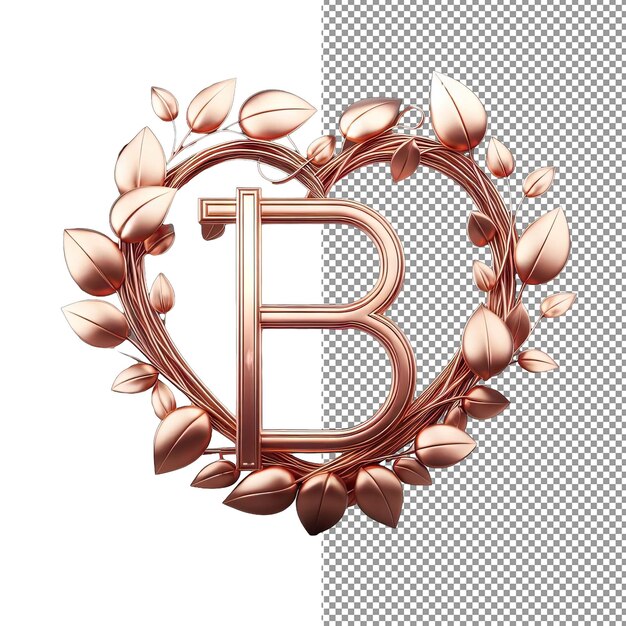 PSD tinten van petal levendige 3d rose gold letter illustratie in isolatie