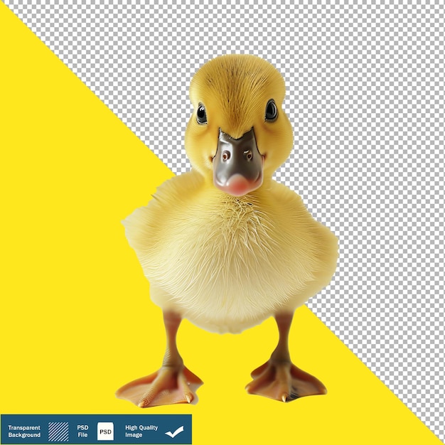 PSD a tiny baby duckling with fluffy yellow feathers transparent background png psd