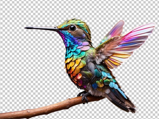 PSD un piccolo colibrì con le ali iridescenti