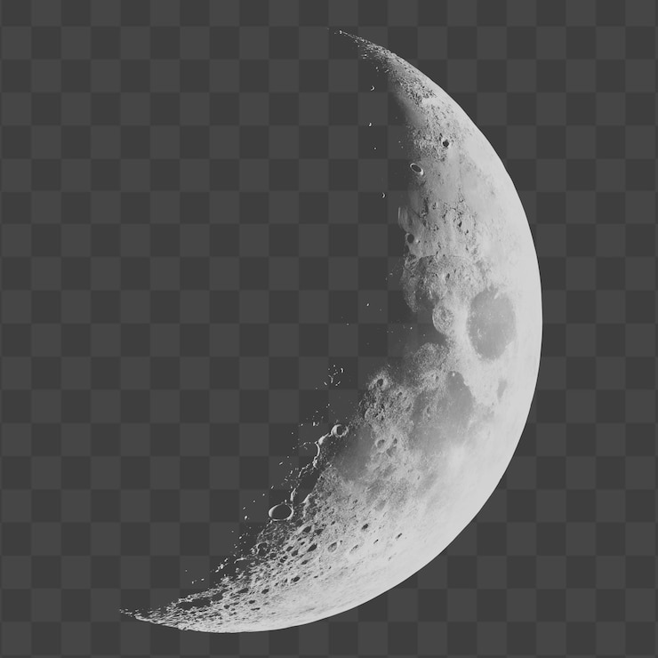 PSD 작은 반달 이 투명 한 배경 에 떠다니고 있다