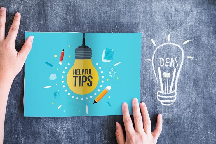 PSD tips concept with paper folded in middle