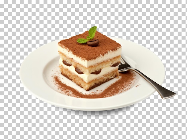 Tiramisu na talerzu na przezroczystym tle png psd