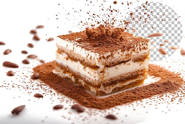 PSD tiramisu tempest a tiramisu dessert with a tempest of flavor on transparent background