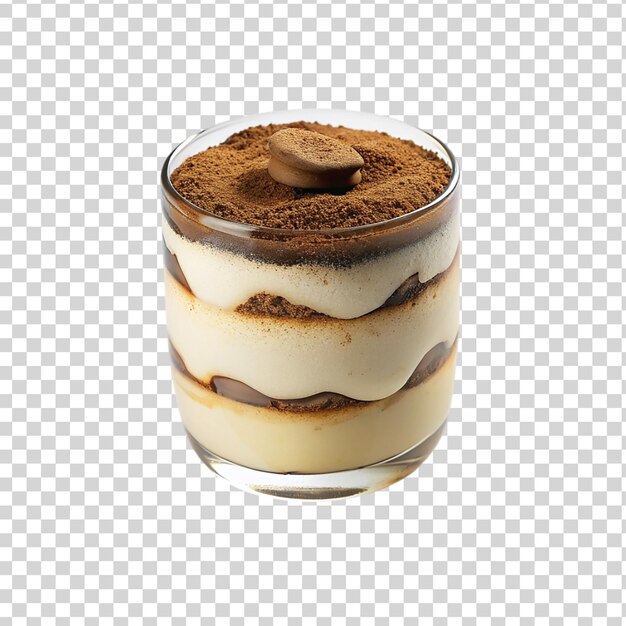 PSD tiramisu on white isolated on transparent background