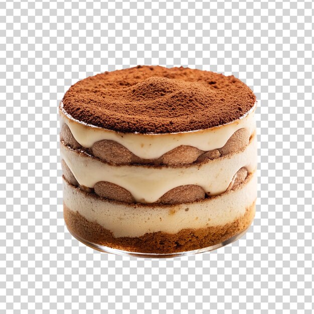 PSD tiramisu on white isolated on transparent background