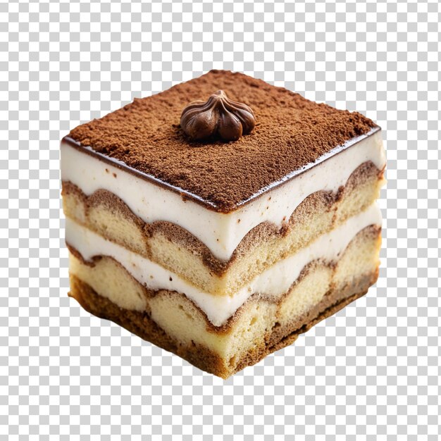 PSD tiramisu on white isolated on transparent background