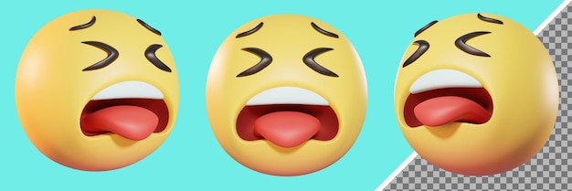 Faccia stanca emoji 3d render 3d'illustrazione