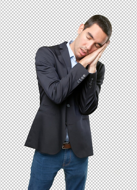 PSD tired young businessman