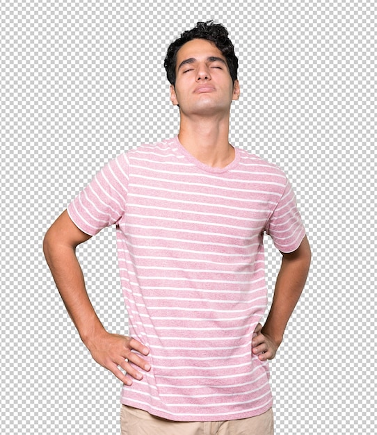 Premium PSD | Tired young man posing against background