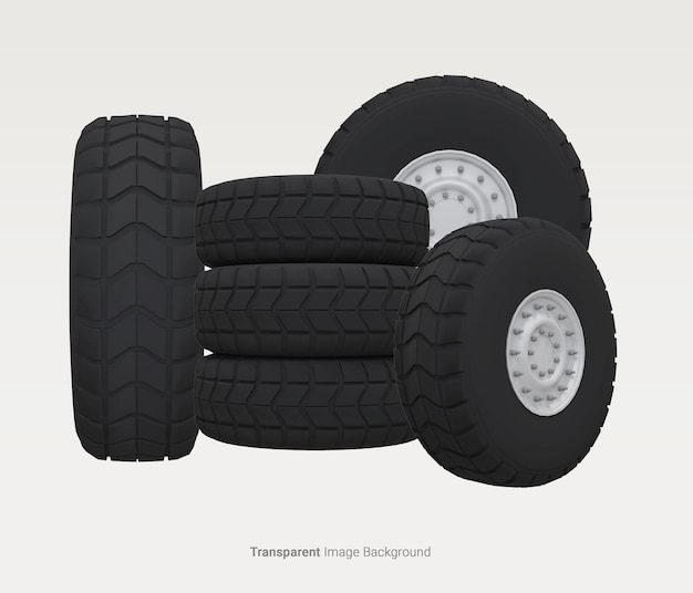 PSD tires car wheels with on an isolated transparent image background3d rendering