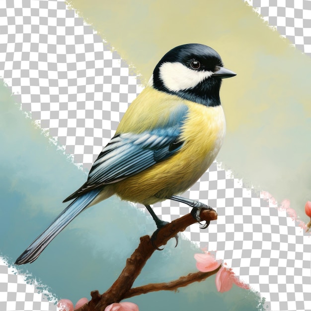 PSD tit from japan or eastern great tit isolated on a transparent background