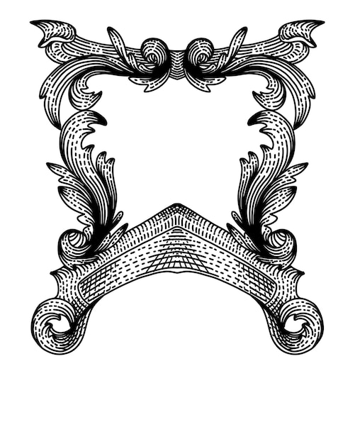 Title Border with Engraving Style in Black and White