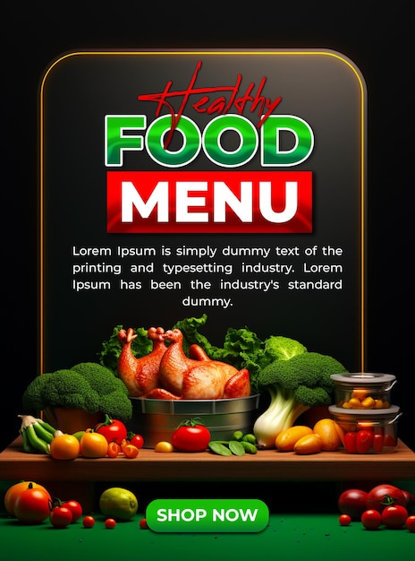 PSD tło plakatów z menu zdrowego jedzenia