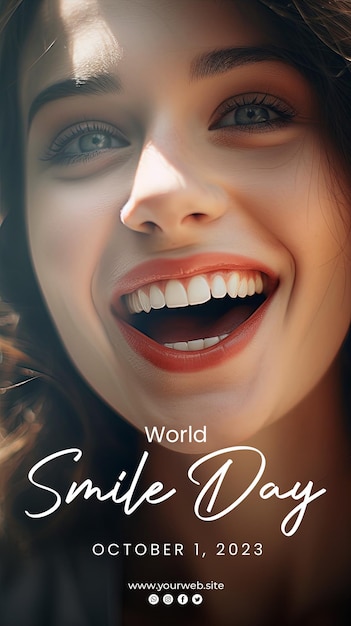 PSD tło światowego dnia uśmiechu i plakat z okazji dnia uśmiechu