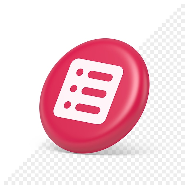 to do list agenda important message button planner business organizer time management 3d side view icon